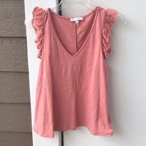 Anthropologie Lace Ruffle Top